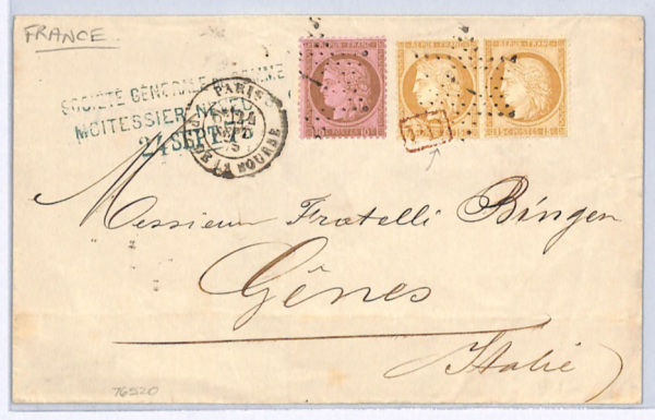FRANCE CLASSIC Cover Paris Société Générale de Moitessier Neveu 1875 Genoa WZ13 - Image 9