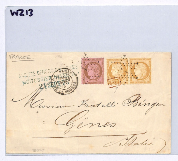 FRANCE CLASSIC Cover Paris Société Générale de Moitessier Neveu 1875 Genoa WZ13 - Image 10
