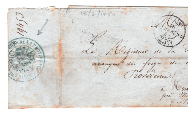 FRANCE Cover 1854 Paris *BLUE EYE CACHET*Société Anonyme MASONIC? Maubeuge XG102 - Image 7