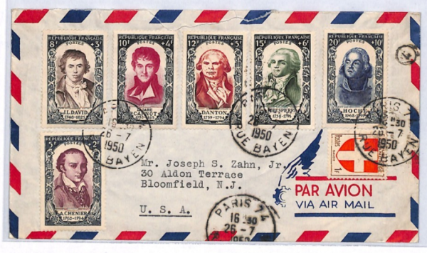 FRANCE Cover 1950 *NATIONAL RELIEF FUND* Charity Set DANTON ROBESPIERRE YQ177 - Image 3