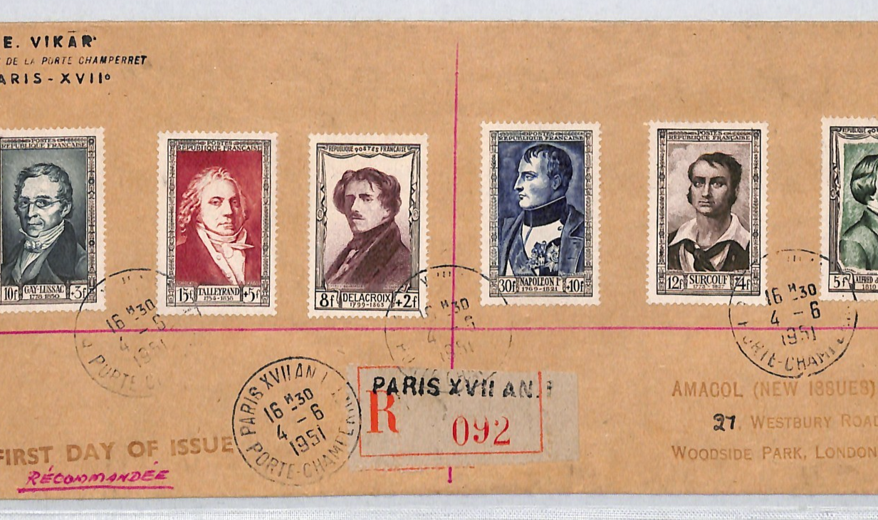 FRANCE Cover 1951 *National Relief Fund* CHARITY Set 30+10f NAPOLEON Paris VM116 - Image 5