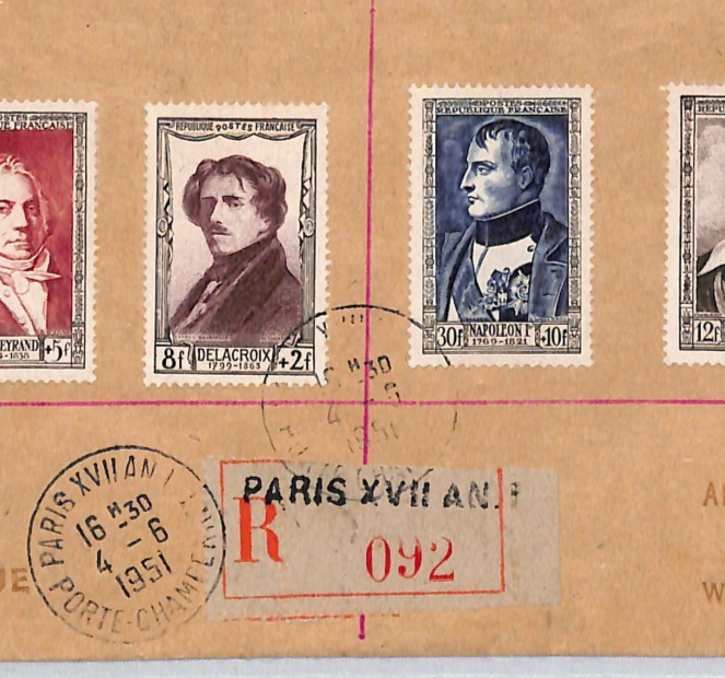 FRANCE Cover 1951 *National Relief Fund* CHARITY Set 30+10f NAPOLEON Paris VM116