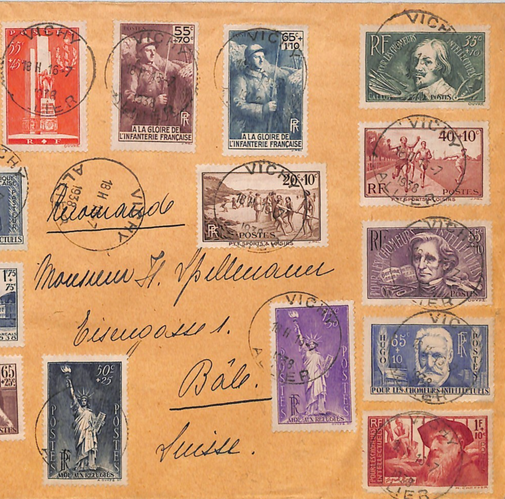 FRANCE Cover CHARITY SURCHARGES 30c+10c - 1.75F+75c{19} 1937 Vichy Basel VM107 - Image 3