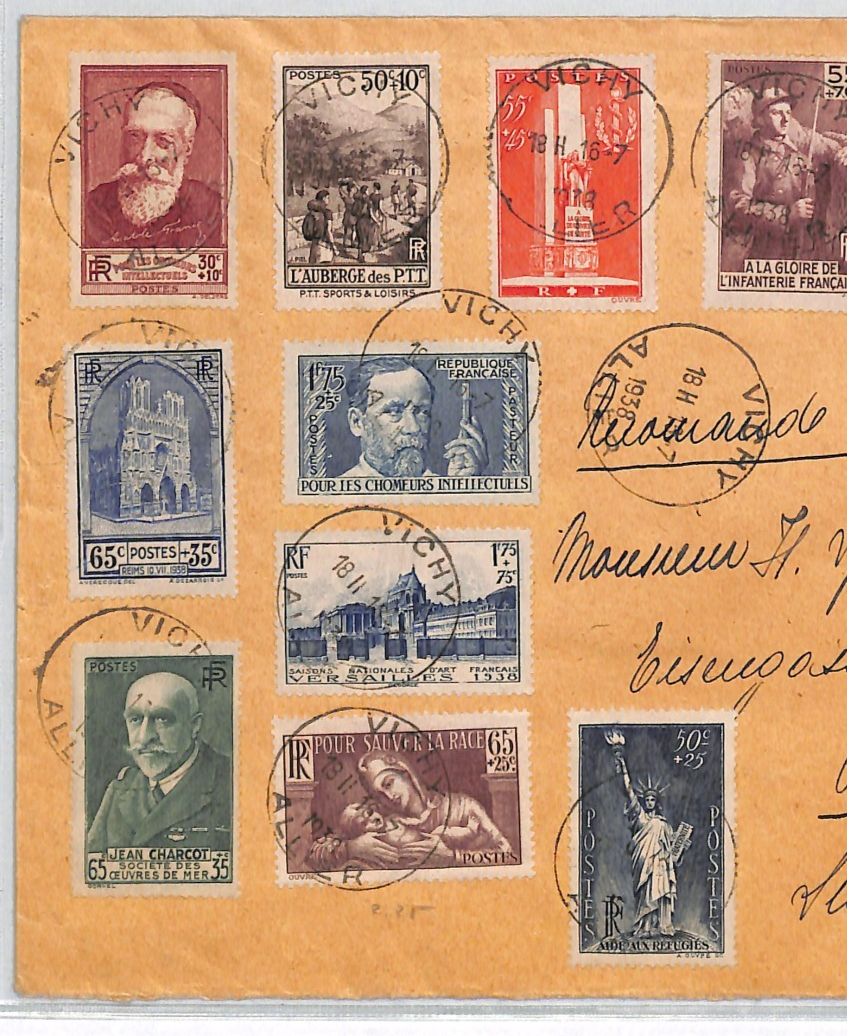 FRANCE Cover CHARITY SURCHARGES 30c+10c - 1.75F+75c{19} 1937 Vichy Basel VM107 - Image 4