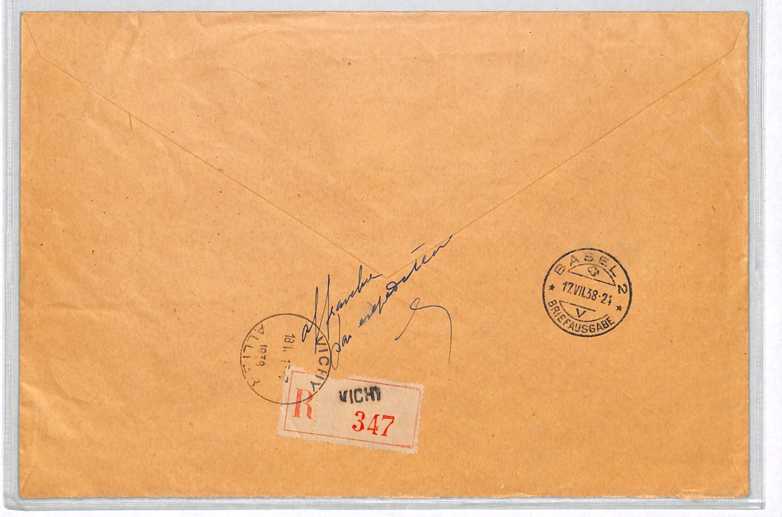 FRANCE Cover CHARITY SURCHARGES 30c+10c - 1.75F+75c{19} 1937 Vichy Basel VM107 - Image 5