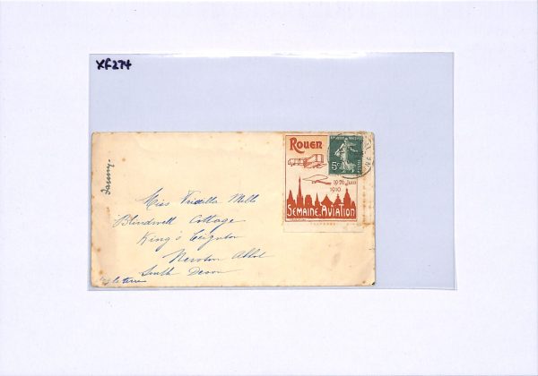 FRANCE Cover ROUEN SEMAINE D'AVIATION 1910 Label GB Devon Newton Abbot XF274 - Image 6