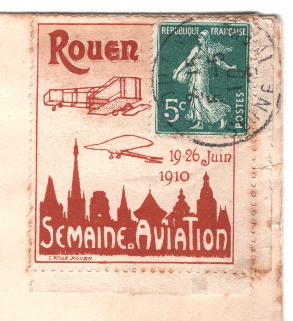 FRANCE Cover ROUEN SEMAINE D'AVIATION 1910 Label GB Devon Newton Abbot XF274