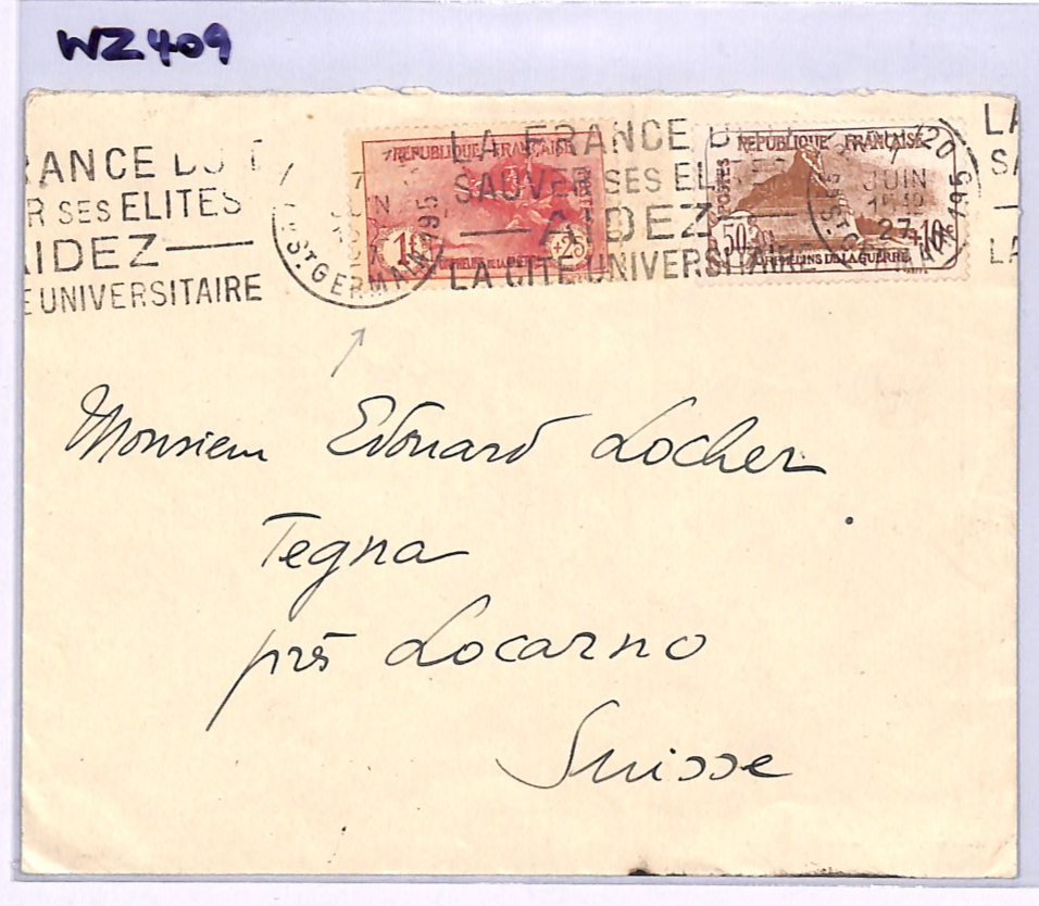 FRANCE Cover *WAR ORPHANS* Charity Stamps 1f+25c HIGH VALUE 1927 Locarno WZ409 - Image 10