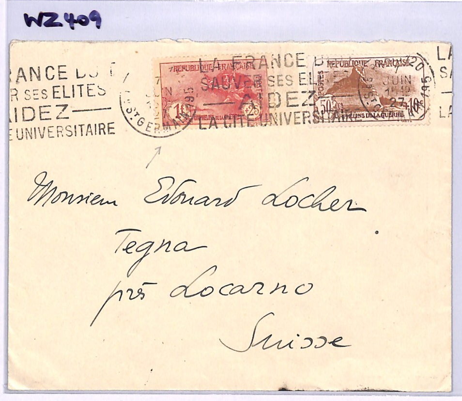 FRANCE Cover *WAR ORPHANS* Charity Stamps 1f+25c HIGH VALUE 1927 Locarno WZ409 - Image 6