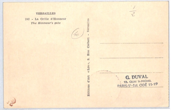 FRANCE FDC MAXI CARD Postcard 1952 *Versailles* GATE First Day {samwells}PX296 - Image 3