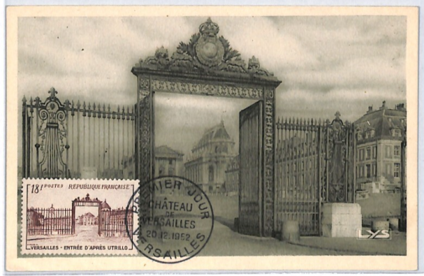 FRANCE FDC MAXI CARD Postcard 1952 *Versailles* GATE First Day {samwells}PX296 - Image 6