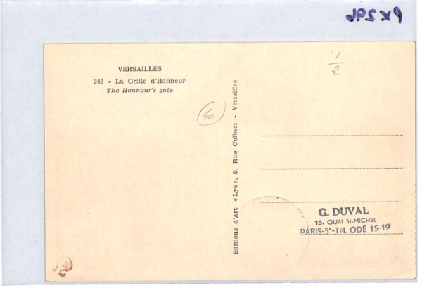 FRANCE FDC MAXI CARD Postcard 1952 *Versailles* GATE First Day {samwells}PX296 - Image 9