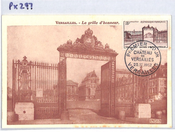 FRANCE FDC MAXI CARD Postcard 1952 *Versailles* GATE First Day {samwells}PX297 - Image 6