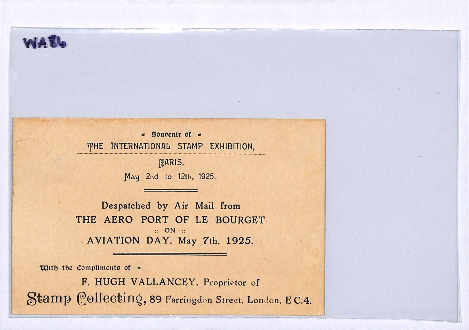 FRANCE INTERNATIONAL STAMP EXHIBITION Cover 1925 AIR MAIL GB London WA86 - Image 4