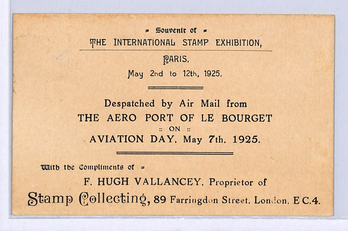 FRANCE INTERNATIONAL STAMP EXHIBITION Cover 1925 AIR MAIL GB London WA86