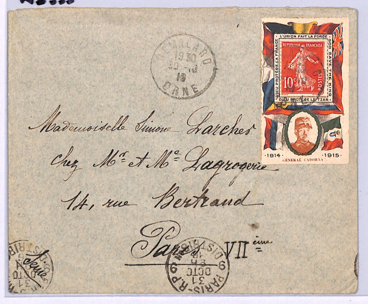 FRANCE *ITALY* Military WW1 Cover PROPAGANDA LABEL Allies GENERAL CADORNA WD333 - Image 3
