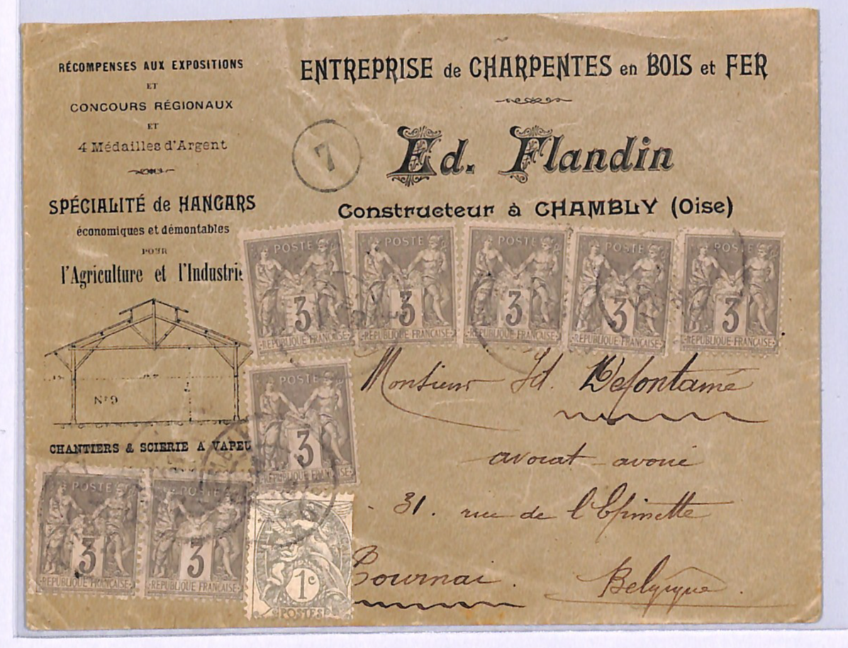 FRANCE Illustrated ADVERT Cover *HANGARS* Chambly 1905 WOODEN STRUCTURES WD344 - Image 3