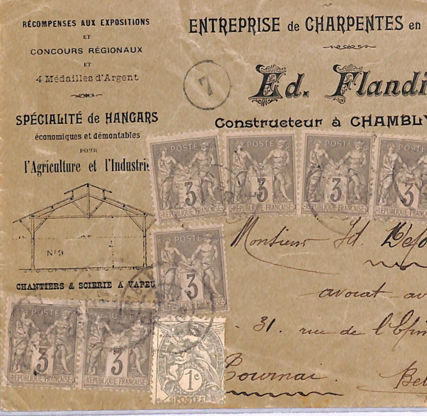 FRANCE Illustrated ADVERT Cover *HANGARS* Chambly 1905 WOODEN STRUCTURES WD344 - Image 5