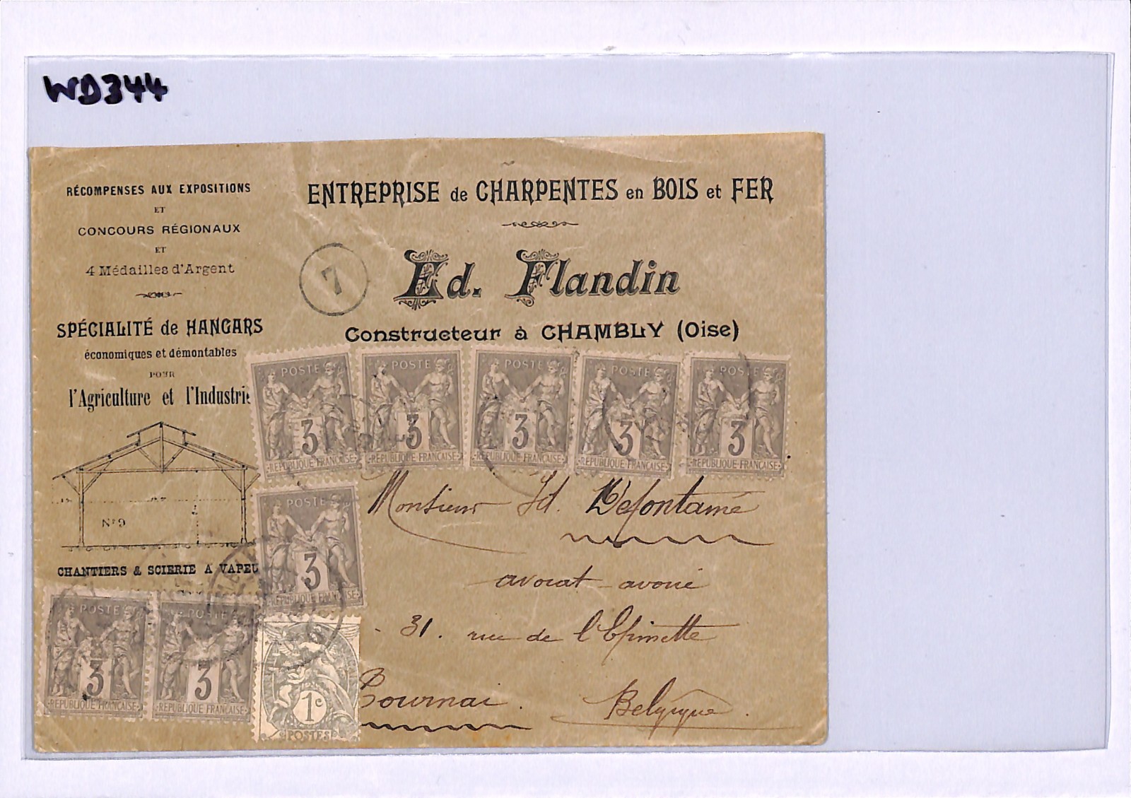 FRANCE Illustrated ADVERT Cover *HANGARS* Chambly 1905 WOODEN STRUCTURES WD344 - Image 8