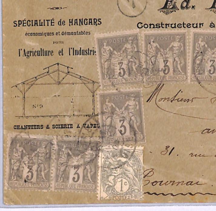 FRANCE Illustrated ADVERT Cover *HANGARS* Chambly 1905 WOODEN STRUCTURES WD344