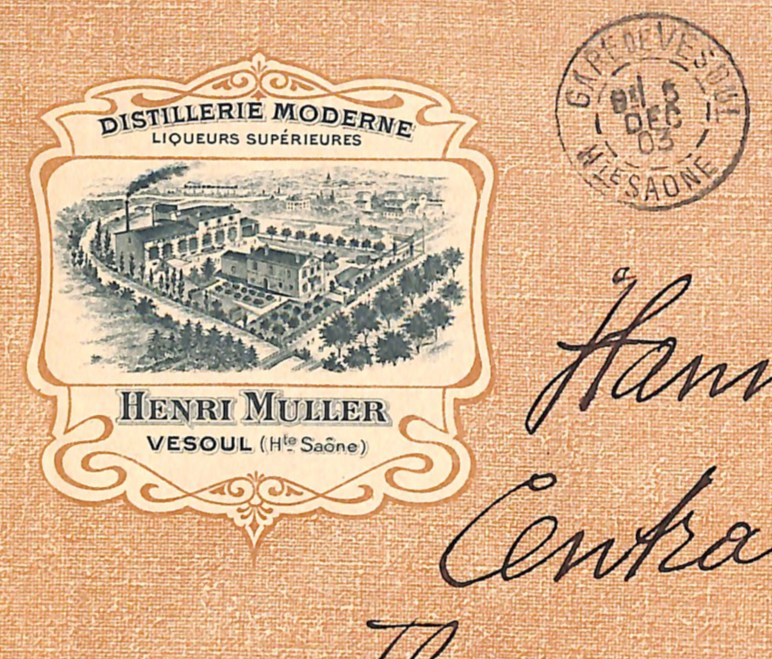 FRANCE Illustrated Advert Cover MULLER *DISTILLERY* Vesoul LIQUEUR 1903 WD322 - Image 3