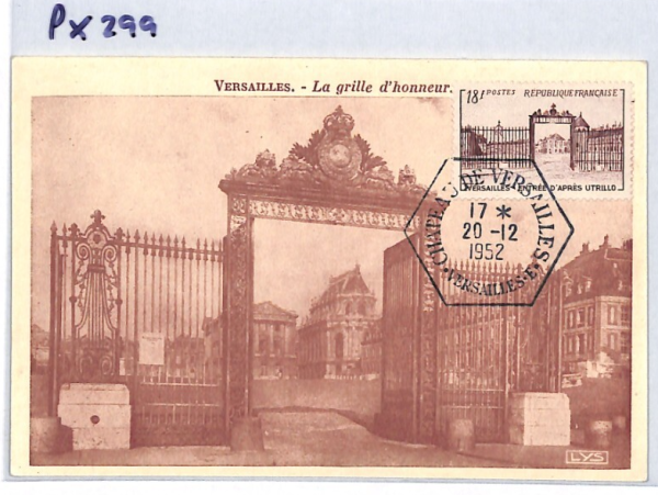 FRANCE MAXI CARD Postcard 1952 Versailles Gate HEX Cancel {samwells-covers}PX299 - Image 7
