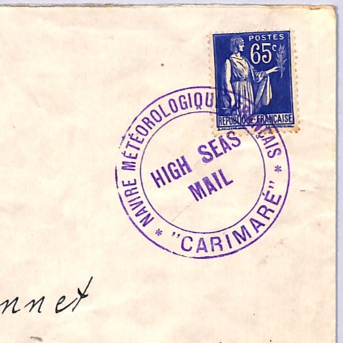 FRANCE METEOROLOGY Cover 65c WEATHER SHIP *CARIMARE* Cachet 1938 Maritime WZ366 - Image 11