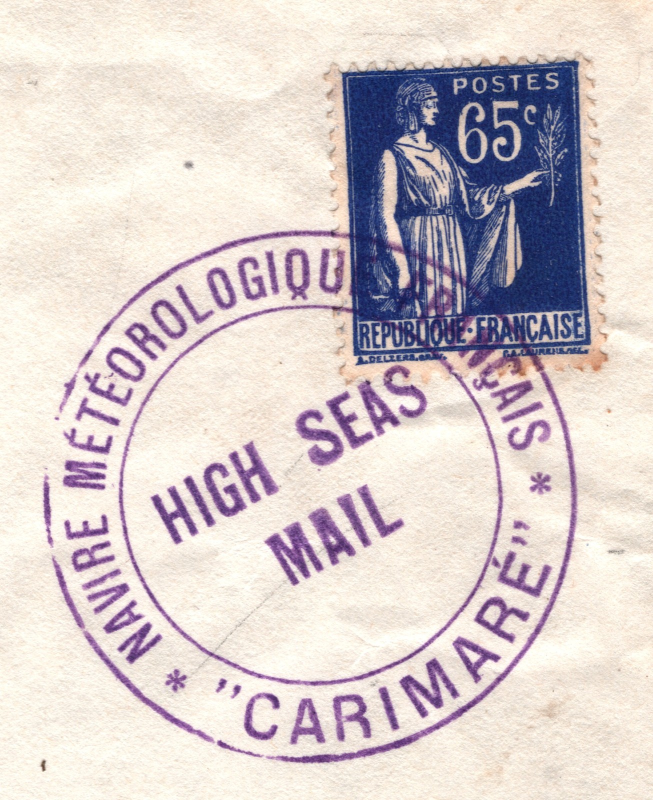FRANCE METEOROLOGY Cover 65c WEATHER SHIP *CARIMARE* Cachet 1938 Maritime WZ366 - Image 8