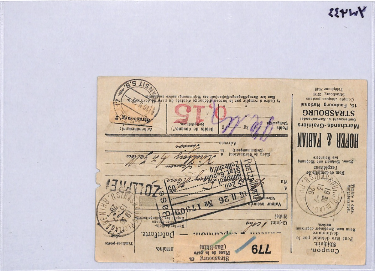FRANCE PARCEL POST LABEL Strasbourg 1927 Switzerland {samwells-covers}YW433 - Image 12