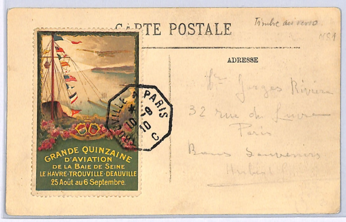 FRANCE PIONEER AVIATION Card 1910 GRANDE QUINZAINE LABEL Trouville-Paris WQ48 - Image 5