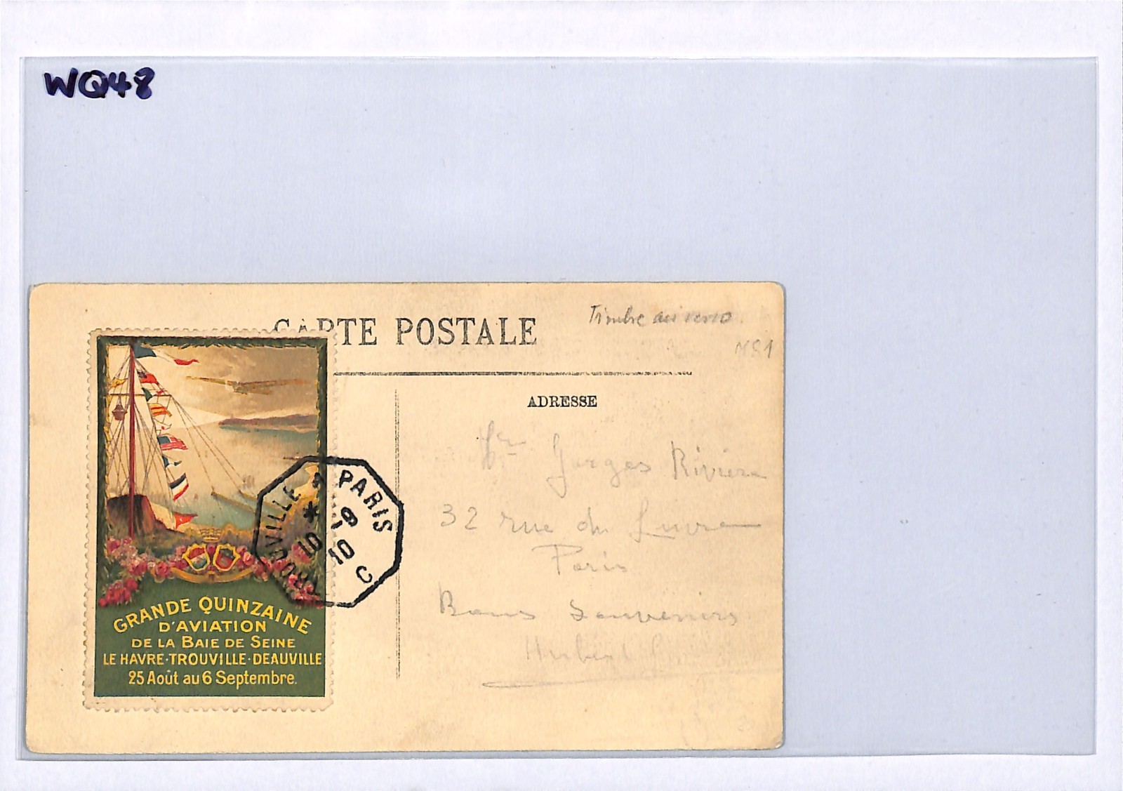 FRANCE PIONEER AVIATION Card 1910 GRANDE QUINZAINE LABEL Trouville-Paris WQ48 - Image 9