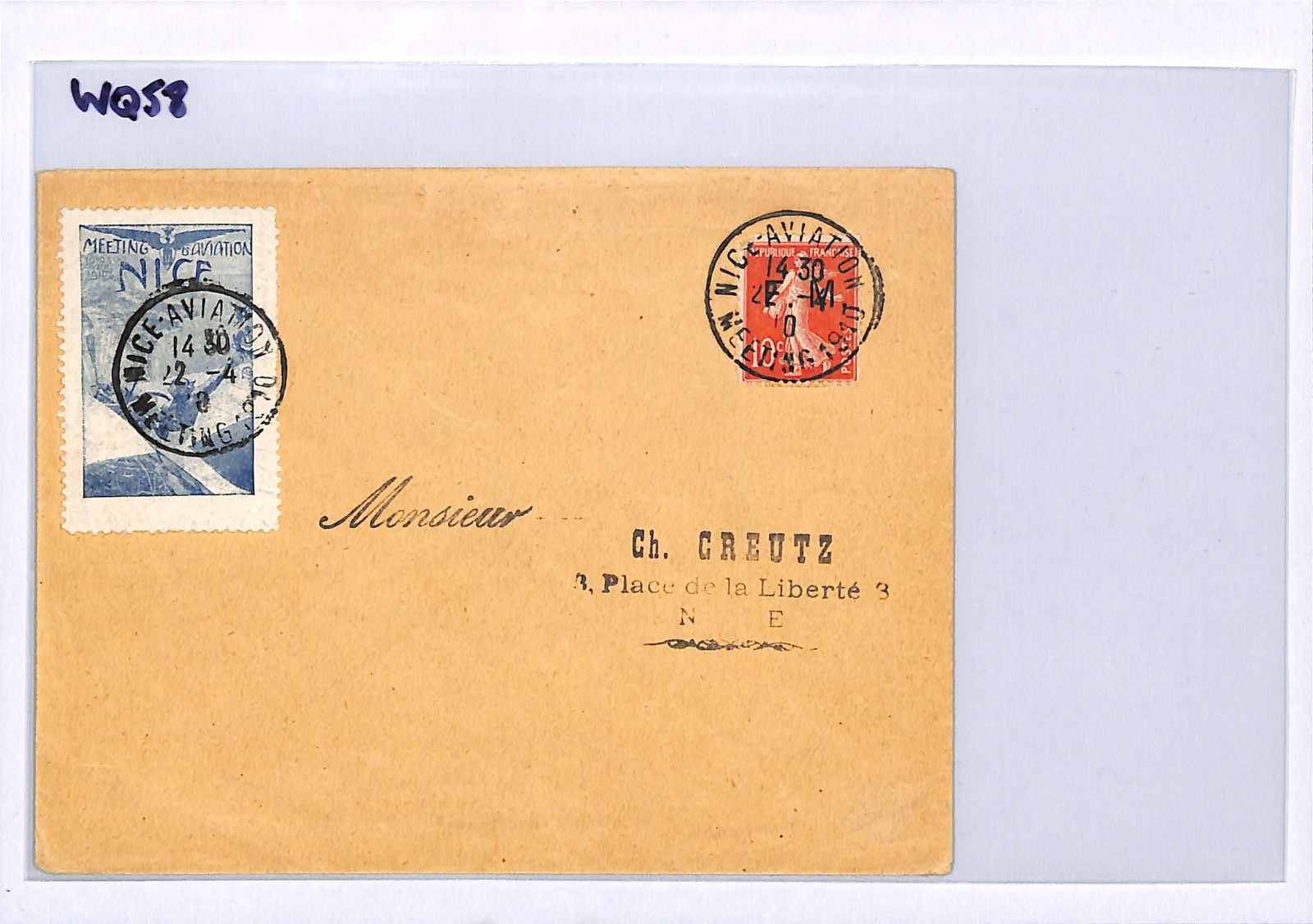 FRANCE PIONEER AVIATION Cover GRAND MEETING D'AVIATION NICE 1910{Samwells}WQ58 - Image 4