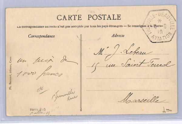 FRANCE PIONEER AVIATION Postcard Trouville-Deauville Meeting 1910 XF266 - Image 4