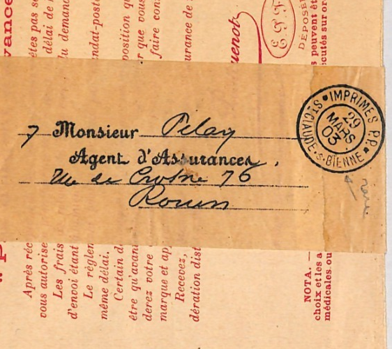 FRANCE Pipe Advertisement 1903 *INTACT WRAPPER BAND* Rare IMPRIMES CDS YF300