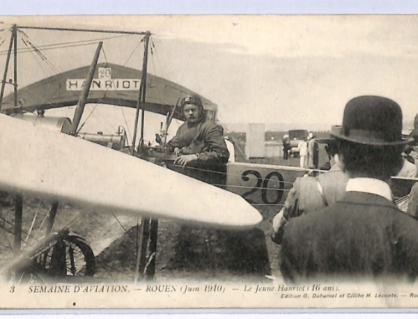 FRANCE Postcard 1910 Rouen SEMAINE D'AVIATION Label Brown {Silhombra V36}XF276 - Image 4