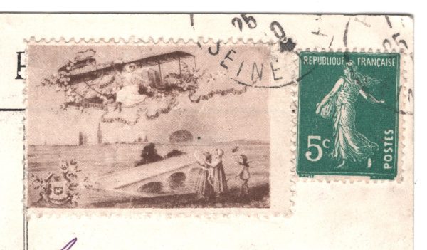 FRANCE Postcard 1910 Rouen SEMAINE D'AVIATION Label Brown {Silhombra V36}XF276