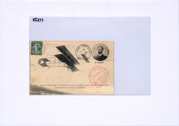 FRANCE Postcard PIONEER Farman Biplane 1909 *PORT AVIATION/PARIS* Cachet XF277 - Image 6