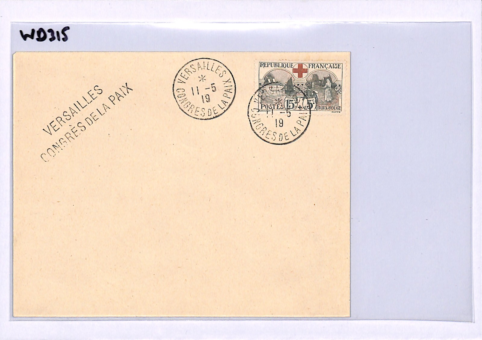 FRANCE RED CROSS Cover *VERSAILLES PEACE CONGRESS* CDS (WW1) 1919 WD315 - Image 5