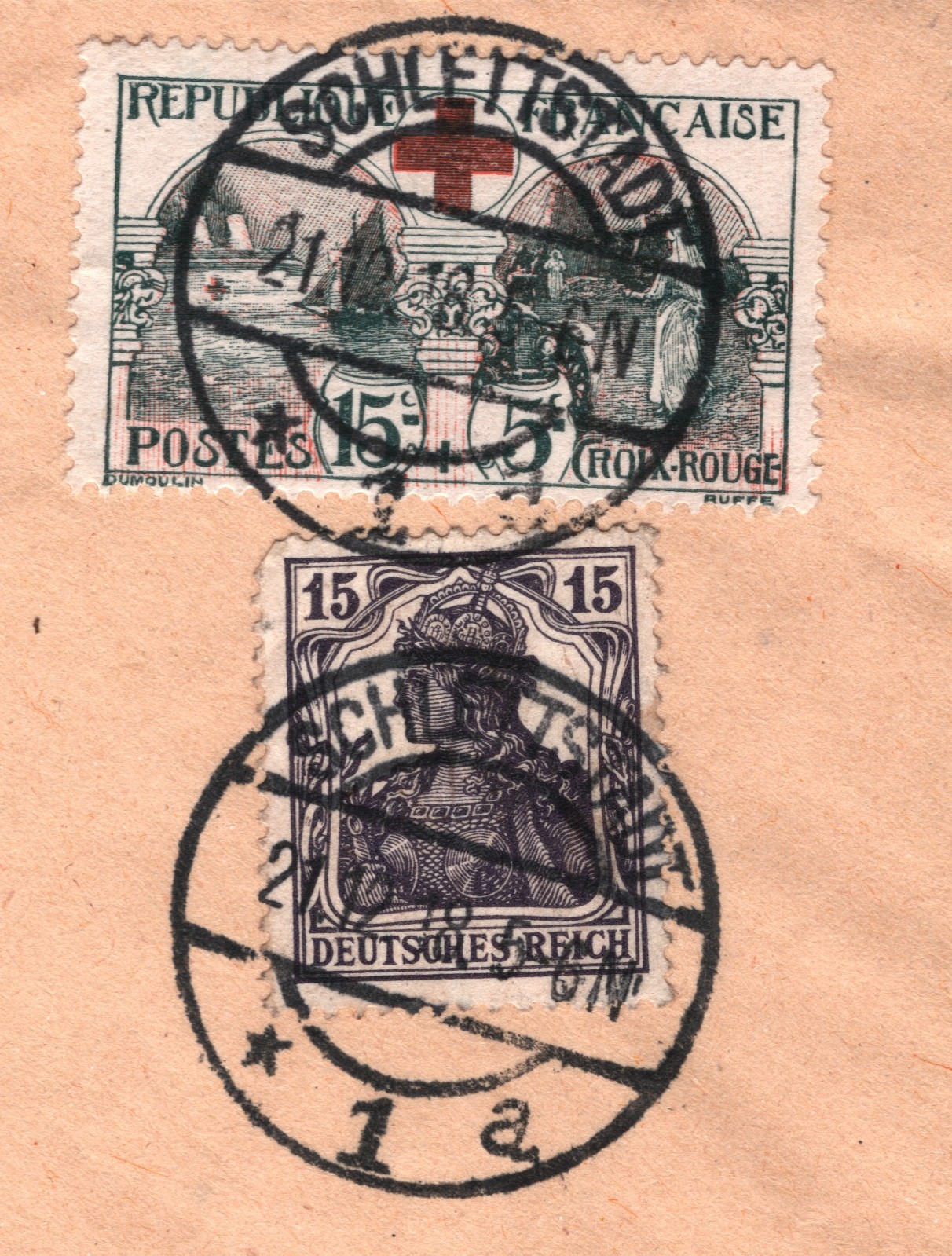 FRANCE Red Cross 15+5c CHARITY STAMP Cover 1918 GERMANY MIXED FRANKING CTO WZ412 - Image 6