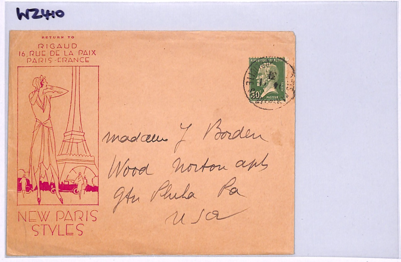 FRANCE Rigaud ADVERT Cover *PARIS FASHION* New Styles 30c PASTEUR 1931 USA WZ410 - Image 11