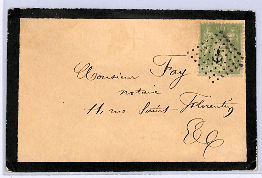 FRANCE SWEDEN? Mourning Cover Superb MARITIME *ANCHOR* SHIP Cancel WF197 - Image 3