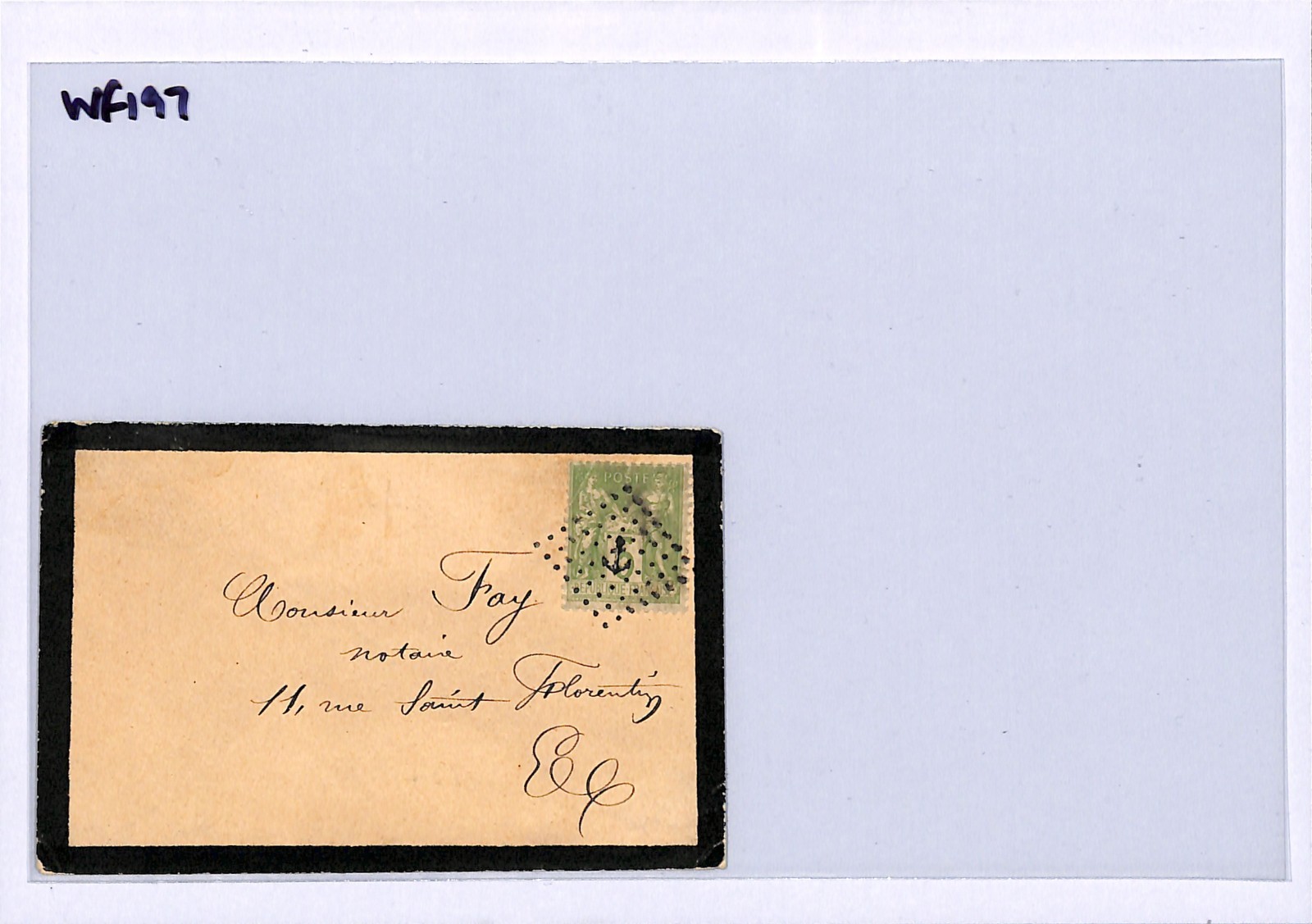 FRANCE SWEDEN? Mourning Cover Superb MARITIME *ANCHOR* SHIP Cancel WF197 - Image 5