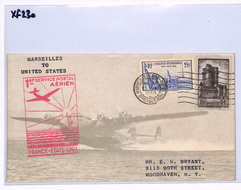 FRANCE TRANSATLANTIC Air 1939 Cover *CLIPPER* Illustrated FIRST FLIGHT USA XF230 - Image 7