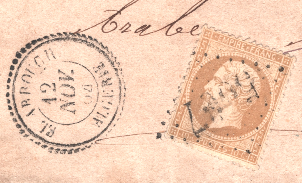 FRANCE USED ABROAD ALGERIA Cover 1864 EL ARROUCH *5007* NUMERAL {samwells}WX117