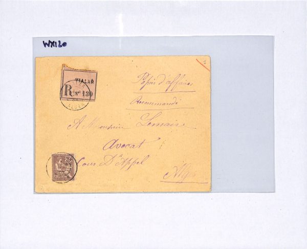 FRANCE USED ABROAD ALGERIA Cover 20c RIGHTS *Vialar* 1903 CDS Registered WX120 - Image 10