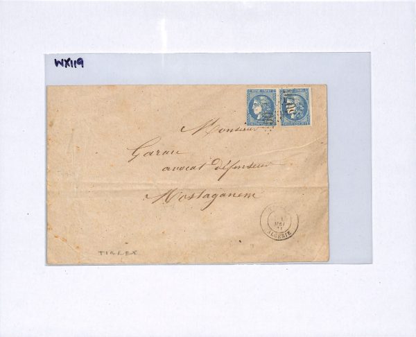 FRANCE USED ABROAD ALGERIA Cover TIARET *5076* NUMERAL 1874 Ceres Imperfs WX119 - Image 13