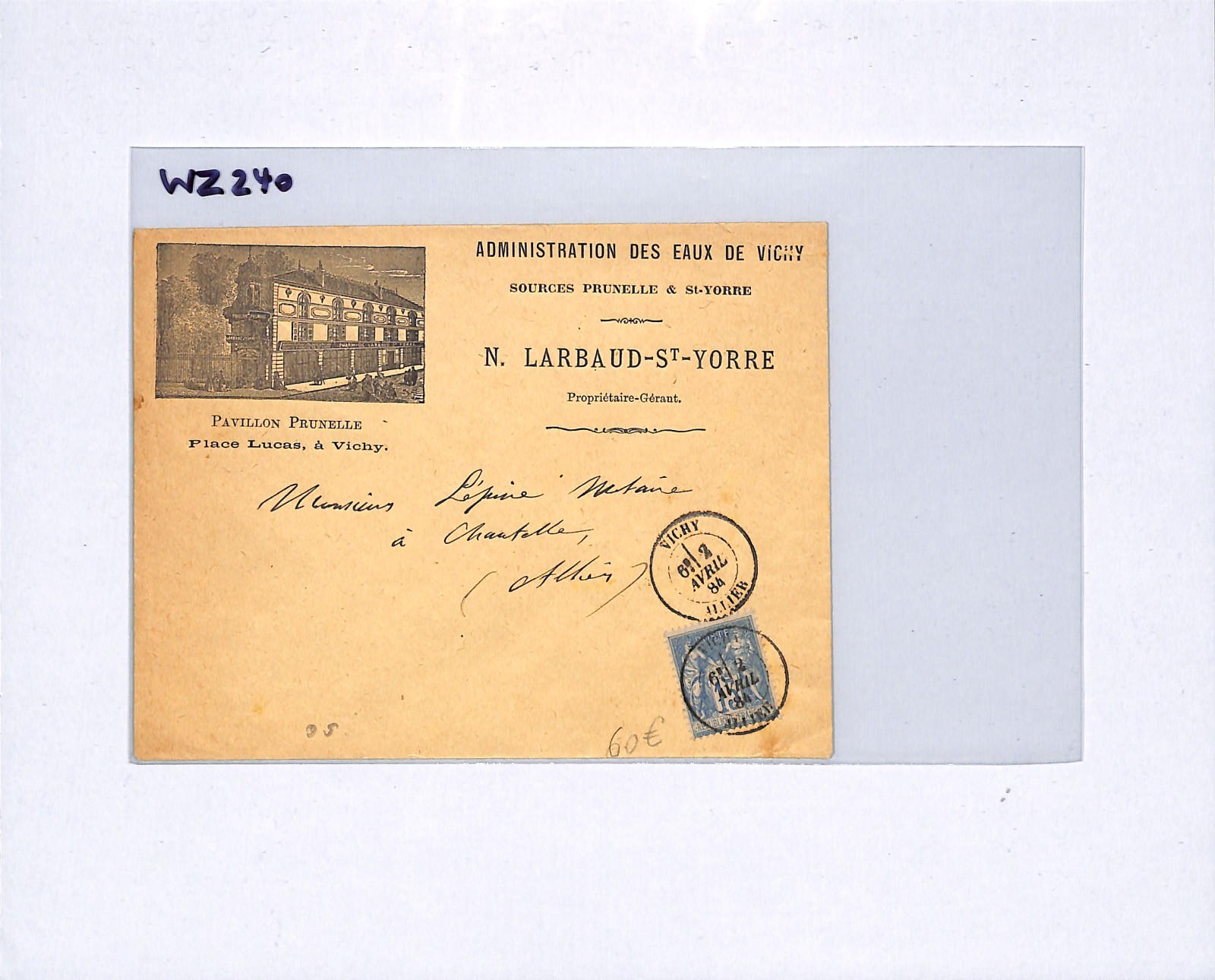 FRANCE Vichy *PAVILLON PRUNELLE* Illustrated Cover 15c PEACE & COMMERCE WZ240 - Image 12