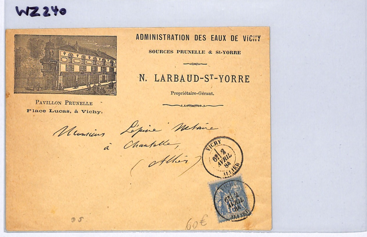 FRANCE Vichy *PAVILLON PRUNELLE* Illustrated Cover 15c PEACE & COMMERCE WZ240 - Image 10