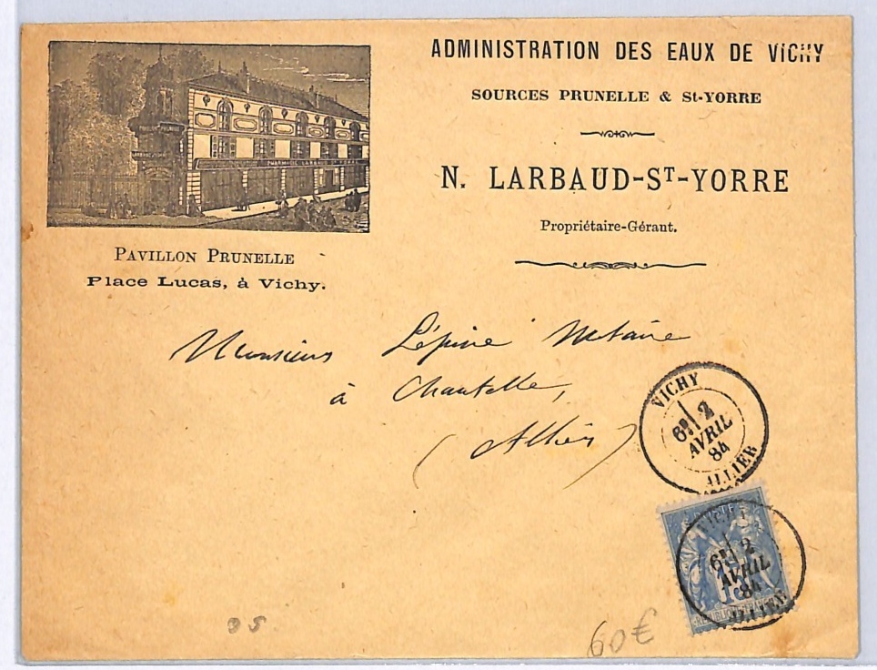 FRANCE Vichy *PAVILLON PRUNELLE* Illustrated Cover 15c PEACE & COMMERCE WZ240