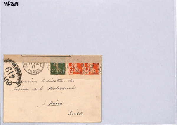 FRANCE WW1 Censor Cover 10c+5c *RED CROSS* Charity POW AGENCY Geneva 1917 YF309 - Image 13